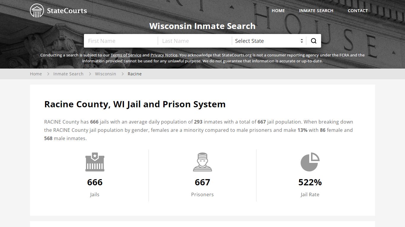 Racine County, WI Inmate Search - StateCourts