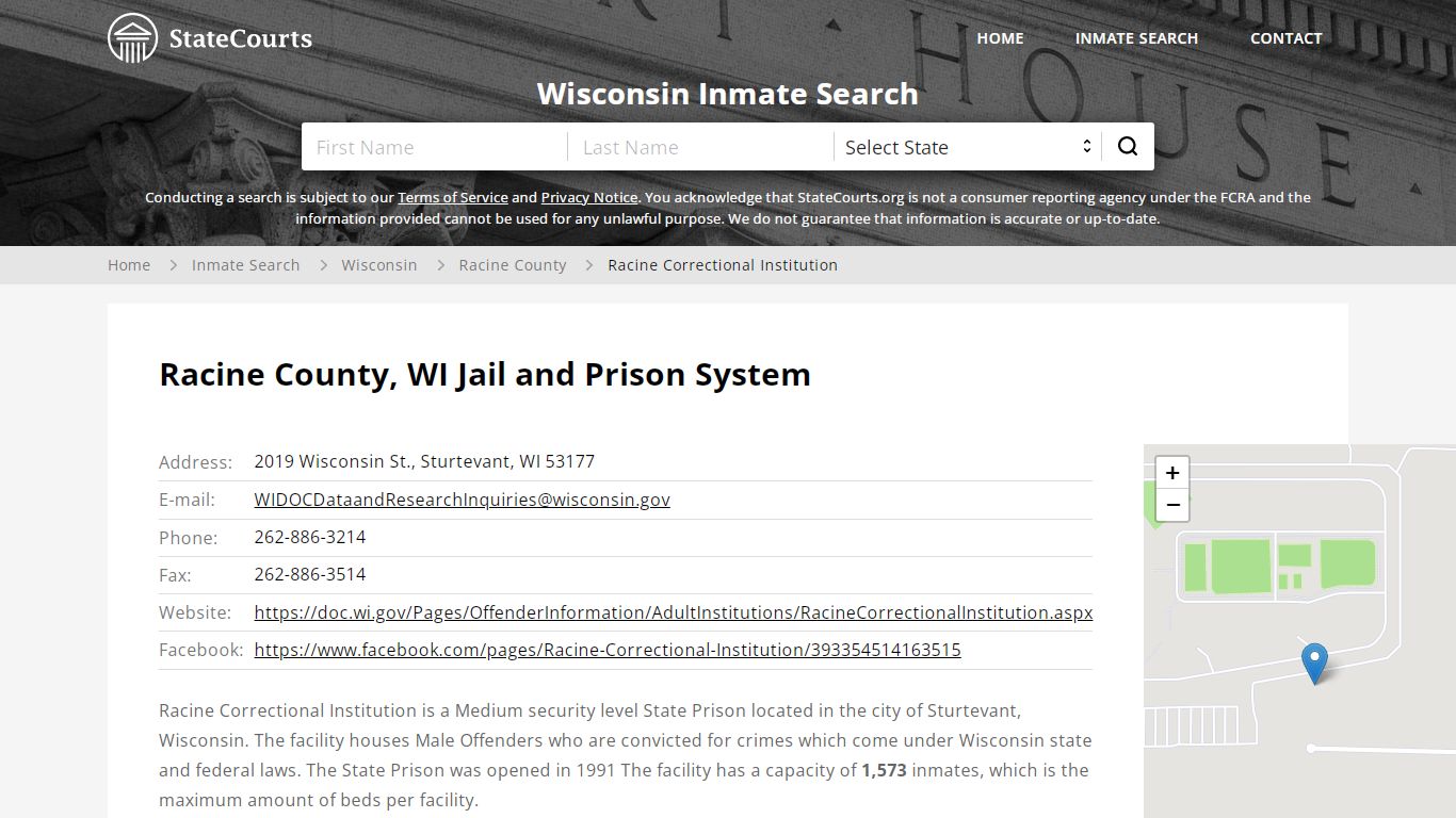 Racine Correctional Institution Inmate Records Search ...