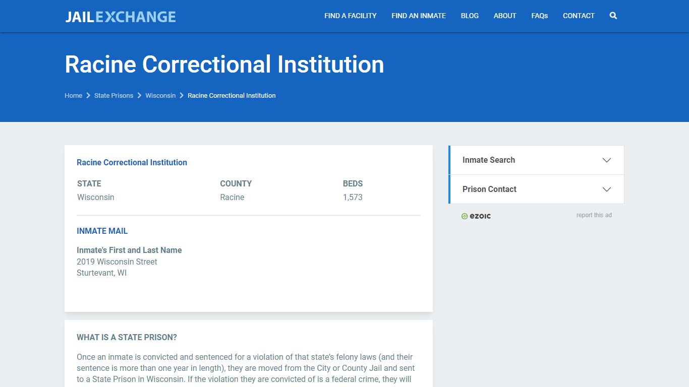 Racine Correctional Institution Prisoner Search ...